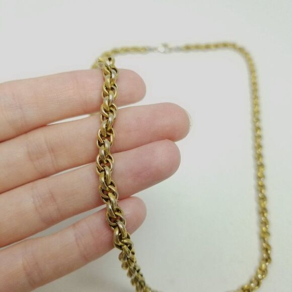 Vintage Gold Tone Rope Chain Necklace, Night Length, Classic Style, Estate - Picture 2 of 5
